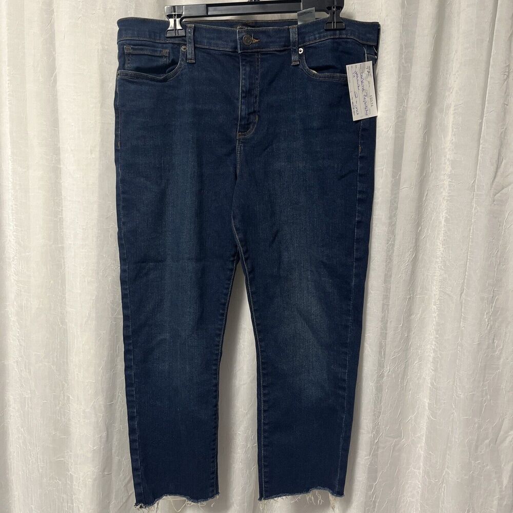 Banana Republic Skinny Fit Dark Wash Denim Crop Frayed Jeans Size 32 / 14
